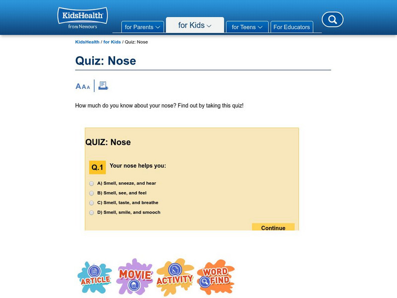 Kids Health: Nose Quiz Unknown Type