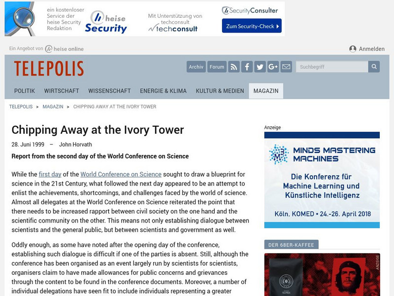 Telepolis: Chipping Away at the Ivory Tower Article Telepolis: Chipping Away at the Ivory Tower Article