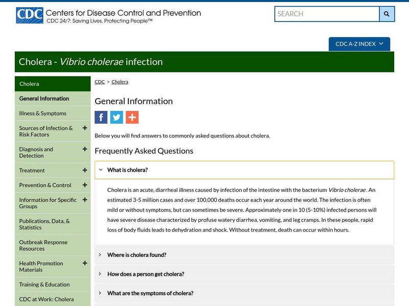 Centers for Disease Control: Public Health: What Is Cholera? Handout Centers for Disease Control: Public Health: What Is Cholera? Handout