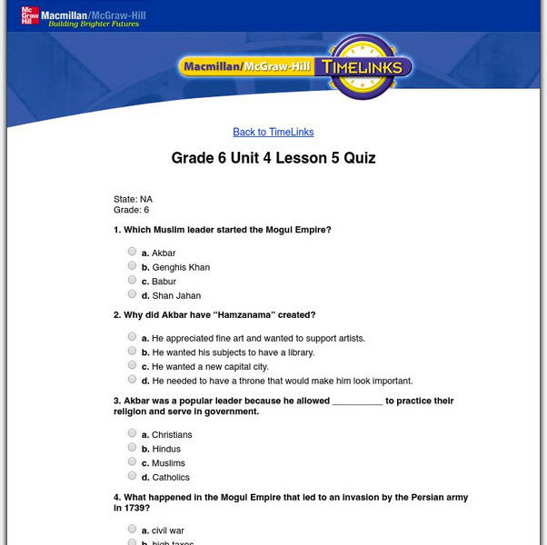 Macmillan/mc Graw Hill: The World, Vol. 1: Culture & Change: Lesson 5 Quiz Unknown Type Macmillan/mc Graw Hill: The World, Vol. 1: Culture & Change: Lesson 5 Quiz Unknown Type