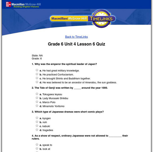 Macmillan/mc Graw Hill: The World, Vol. 1: Culture & Change: Lesson 6 Quiz Unknown Type Macmillan/mc Graw Hill: The World, Vol. 1: Culture & Change: Lesson 6 Quiz Unknown Type