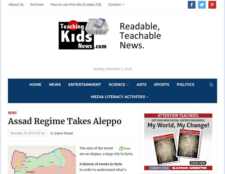 Teaching Kids News: Assad Regime Takes Aleppo Article