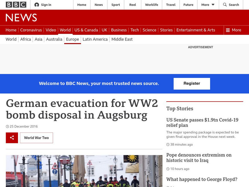 Bbc: German Evacuation for Ww2 Bomb Disposal in Augsburg Article