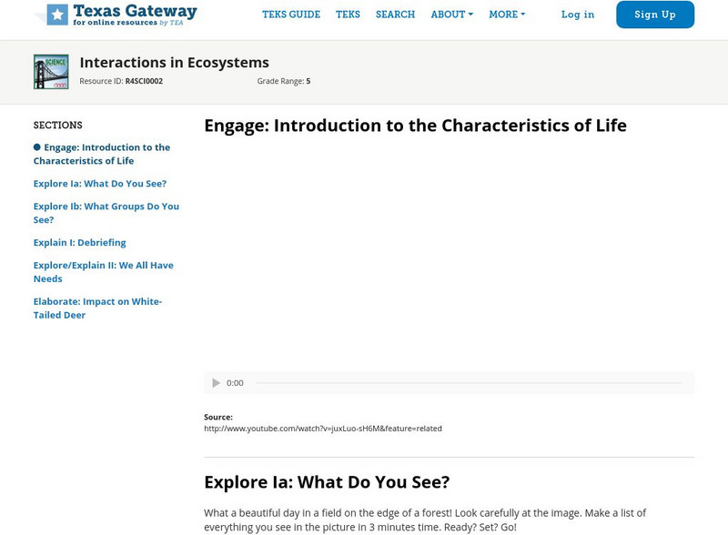 Texas Gateway: Introduction to the Characteristics of Life Unit Plan Texas Gateway: Introduction to the Characteristics of Life Unit Plan