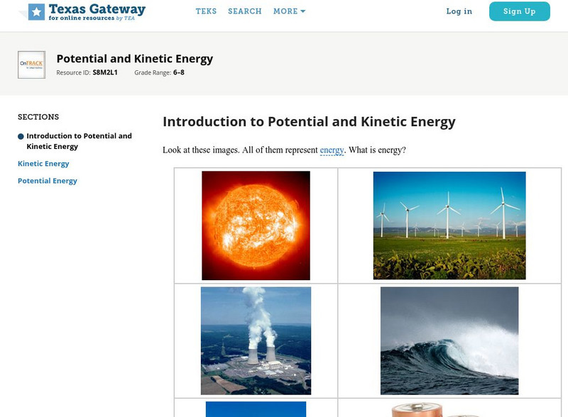 Texas Gateway: Introduction to Potential and Kinetic Energy Unit Plan Texas Gateway: Introduction to Potential and Kinetic Energy Unit Plan