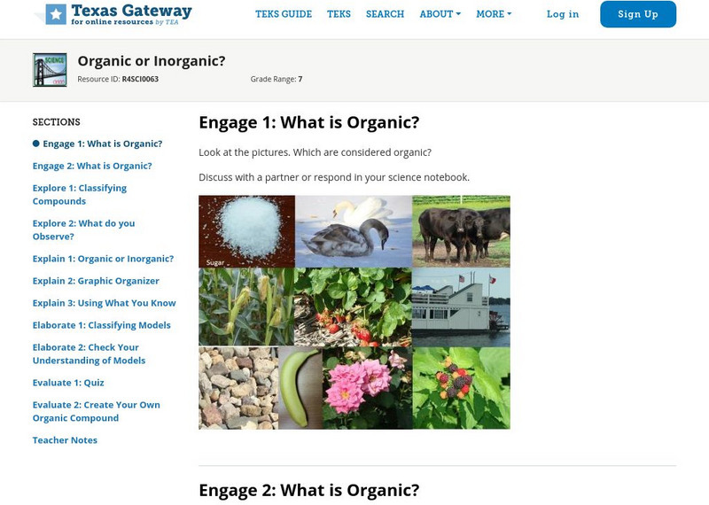 Texas Gateway: Organic or Inorganic? Unit Plan Texas Gateway: Organic or Inorganic? Unit Plan