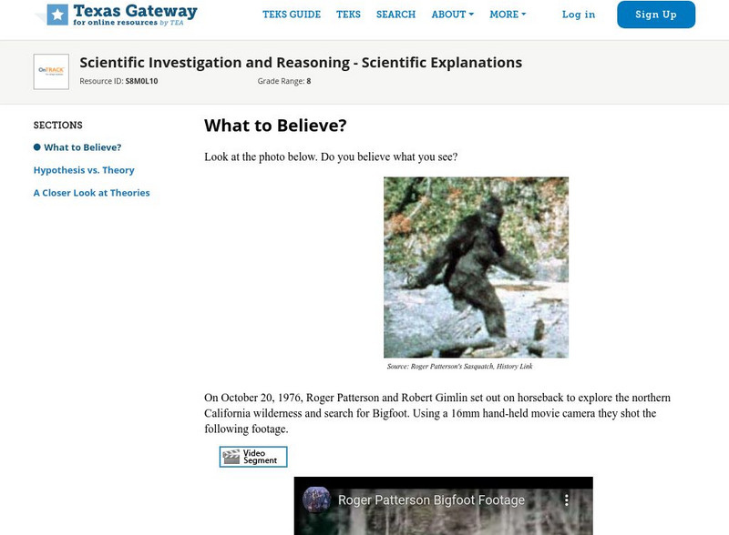 Texas Gateway: Scientific Investigation and Reasoning Unit Plan Texas Gateway: Scientific Investigation and Reasoning Unit Plan