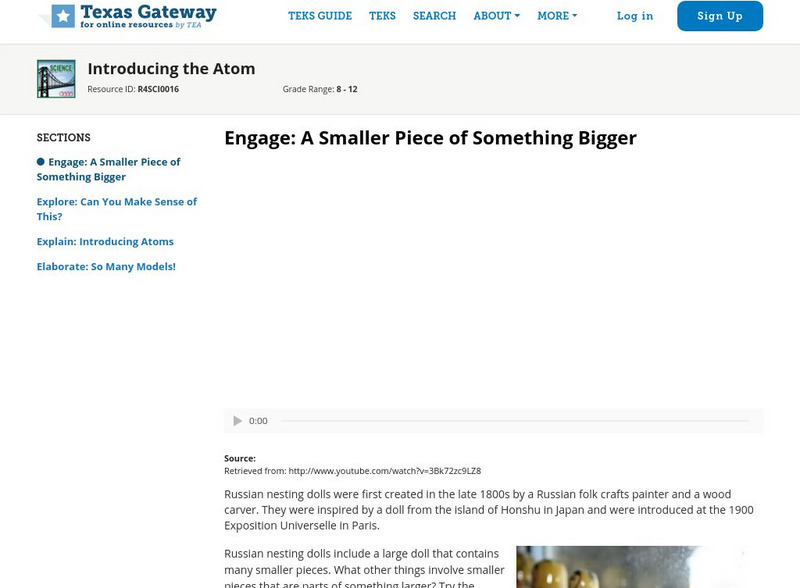 Texas Gateway: Introducing the Atom Unit Plan Texas Gateway: Introducing the Atom Unit Plan