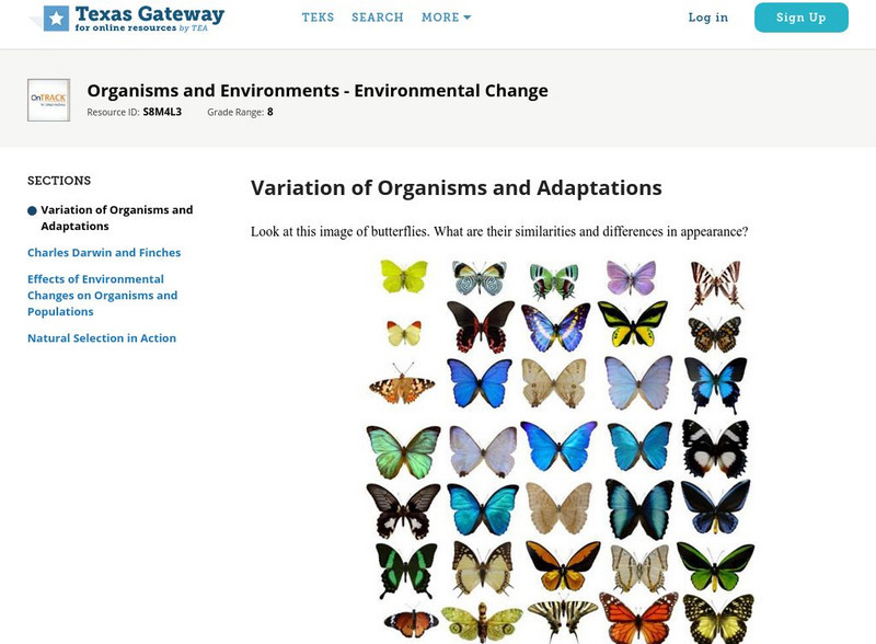 Texas Gateway: Organisms and Environments: Environmental Change Unit Plan Texas Gateway: Organisms and Environments: Environmental Change Unit Plan