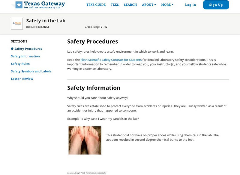 Texas Gateway: Safety in the Lab Unit Plan Texas Gateway: Safety in the Lab Unit Plan