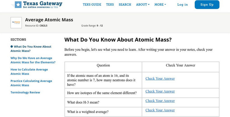 Texas Gateway: Average Atomic Mass Unit Plan Texas Gateway: Average Atomic Mass Unit Plan