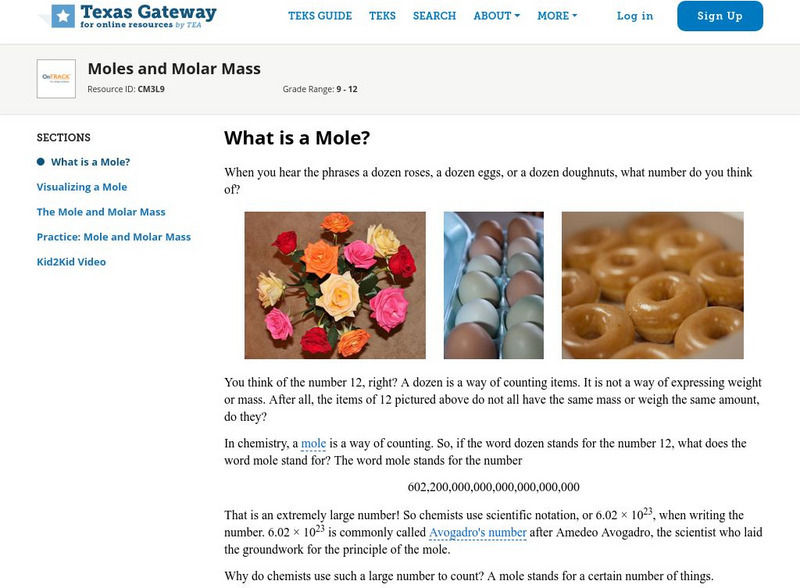 Texas Gateway: Moles and Molar Mass Unit Plan Texas Gateway: Moles and Molar Mass Unit Plan
