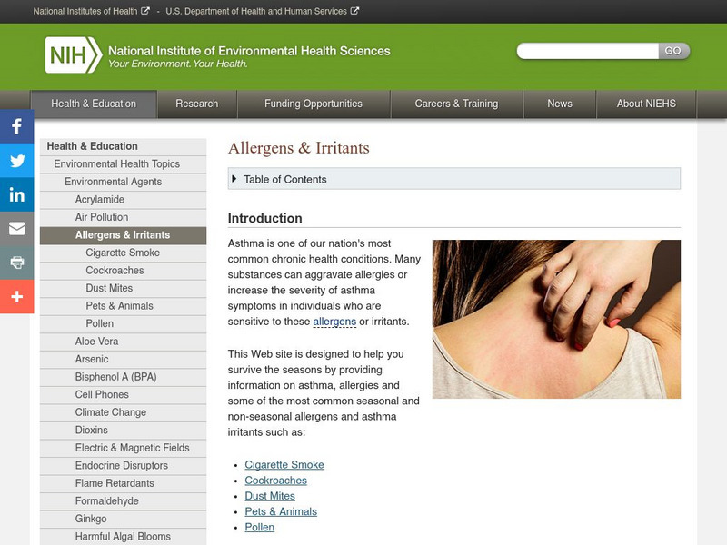 National Institute of Environmental Health Sciences: Allergens & Irritants Handout