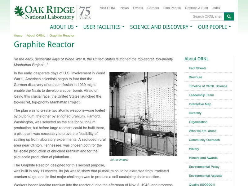 Oak Ridge National Laboratory: The Graphite Reactor Website Oak Ridge National Laboratory: The Graphite Reactor Website