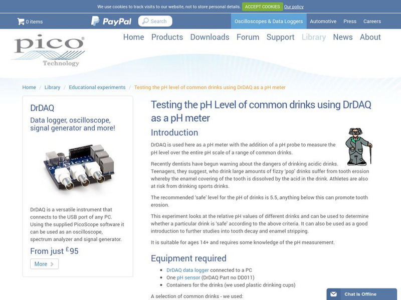 Testing P H Level of Common Drinks Handout Testing P H Level of Common Drinks Handout