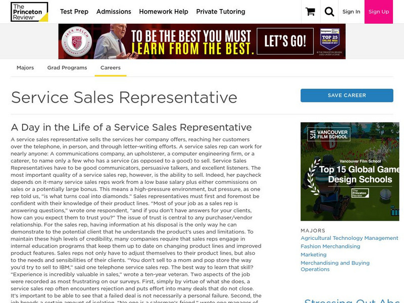 The Princeton Review: Service Sales Representative Website The Princeton Review: Service Sales Representative Website