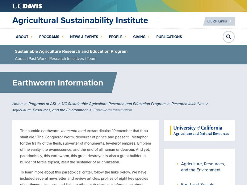 Earthworm Information Handout Earthworm Information Handout