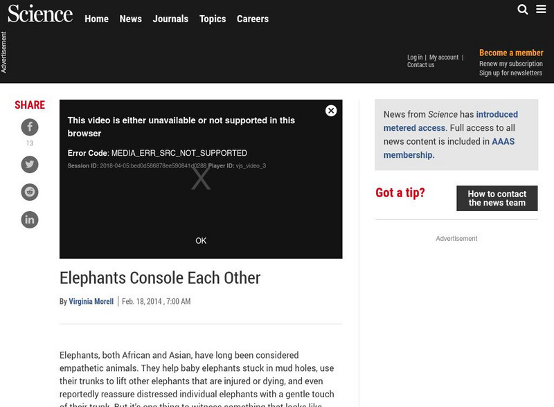 Aaas Science News: Week of 2 24 14: Elephants Console Each Other Article Aaas Science News: Week of 2 24 14: Elephants Console Each Other Article