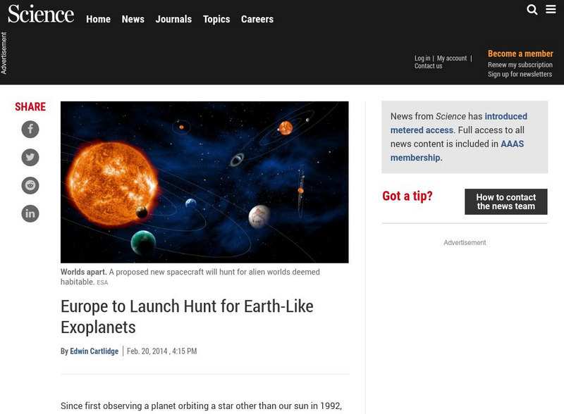 Aaas Science News: Week of 2 24 14: Europe to Launch Hunt for Exoplanets Article Aaas Science News: Week of 2 24 14: Europe to Launch Hunt for Exoplanets Article