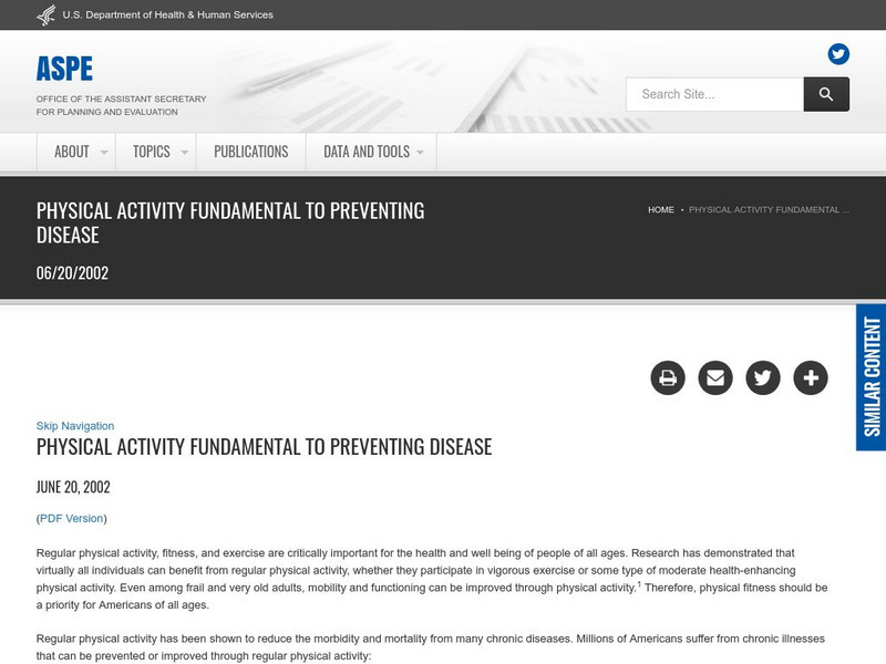 Hhs: Physical Activity Fundamental to Preventing Disease Article Hhs: Physical Activity Fundamental to Preventing Disease Article