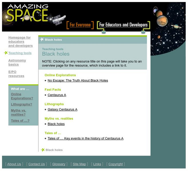 Amazing Space: Black Holes Website Amazing Space: Black Holes Website