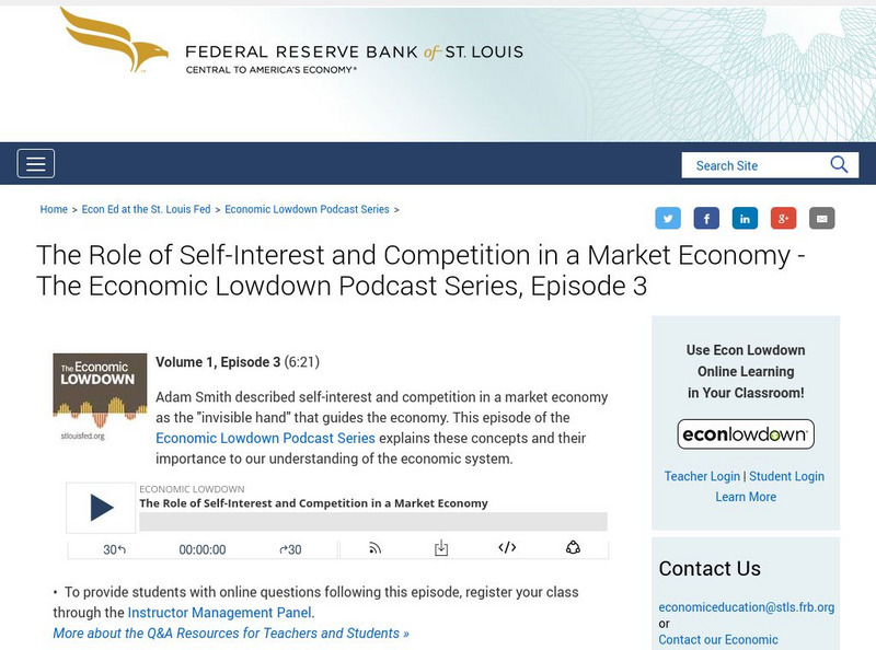 St. Louis Fed: The Role of Self Interest and Competition in a Market Economy Audio St. Louis Fed: The Role of Self Interest and Competition in a Market Economy Audio