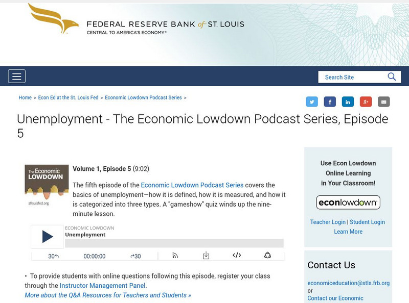 St Louis Fed: Unemployment: The Economic Lowdown Podcast Series, Episode 5 Audio St Louis Fed: Unemployment: The Economic Lowdown Podcast Series, Episode 5 Audio