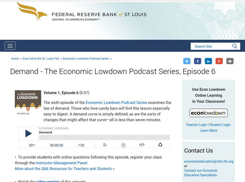St. Louis Fed: Demand: The Economic Lowdown Podcast Series, Episode 6 Audio St. Louis Fed: Demand: The Economic Lowdown Podcast Series, Episode 6 Audio