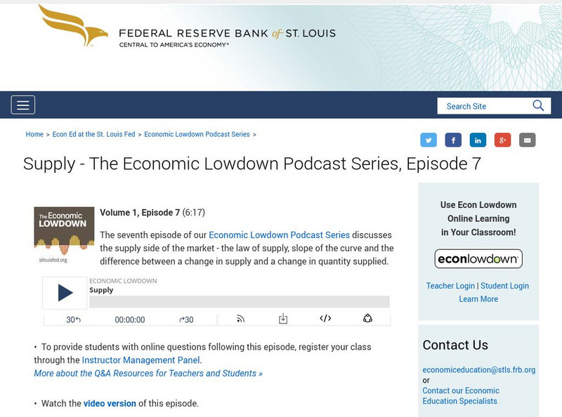 St. Louis Fed: Supply: The Economic Lowdown Podcast Series, Episode 7 Audio St. Louis Fed: Supply: The Economic Lowdown Podcast Series, Episode 7 Audio