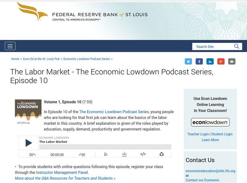 St. Louis Fed: The Labor Market: The Economic Lowdown Podcast Series: Episode 10 Audio St. Louis Fed: The Labor Market: The Economic Lowdown Podcast Series: Episode 10 Audio