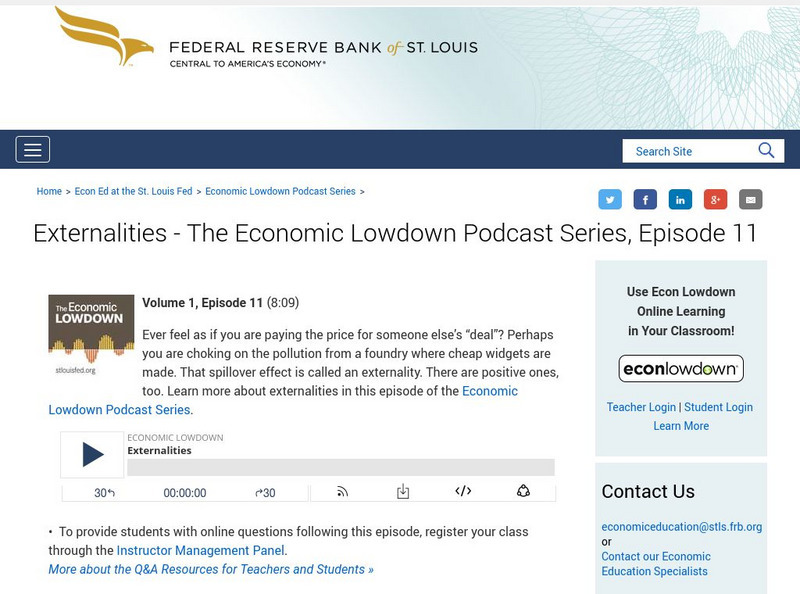 St. Louis Fed: Externalities: The Economic Lowdown Podcast Series: Episode 11 Audio St. Louis Fed: Externalities: The Economic Lowdown Podcast Series: Episode 11 Audio