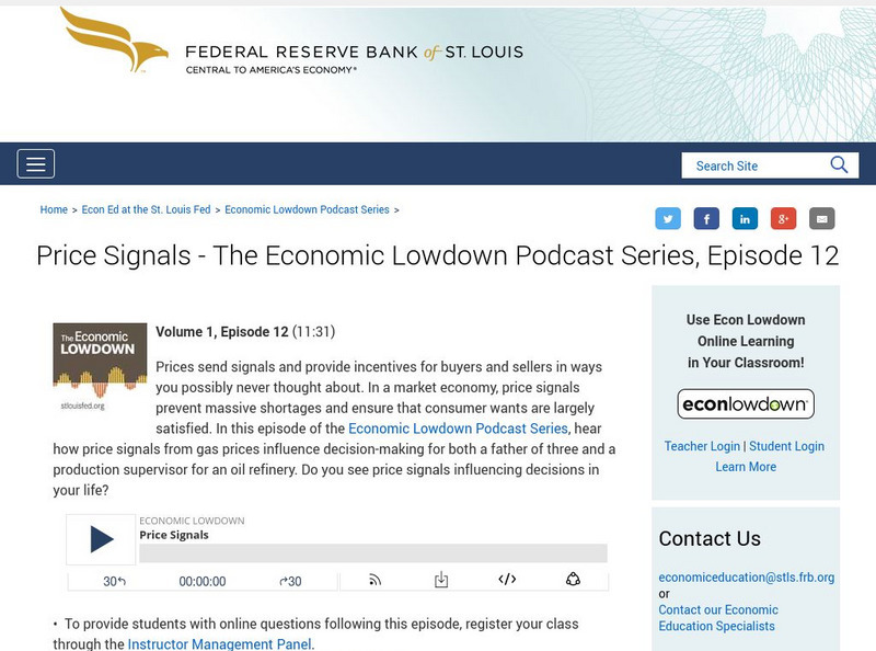St. Louis Fed: Price Signals: The Economic Lowdown Podcast Series: Episode 12 Audio St. Louis Fed: Price Signals: The Economic Lowdown Podcast Series: Episode 12 Audio