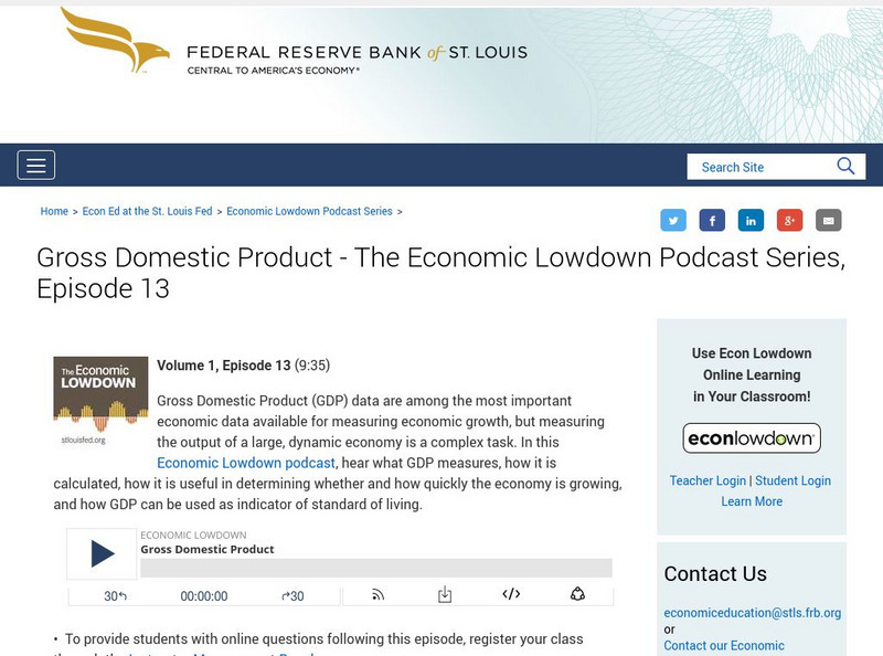 St. Louis Fed: Gross Domestic Product: Economic Lowdown Podcast: Episode 13 Audio St. Louis Fed: Gross Domestic Product: Economic Lowdown Podcast: Episode 13 Audio