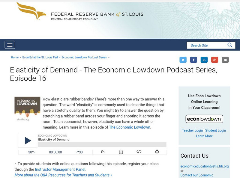 St. Louis Fed: Elasticity of Demand: Economic Lowdown Podcast Series, Episode 16 Audio St. Louis Fed: Elasticity of Demand: Economic Lowdown Podcast Series, Episode 16 Audio