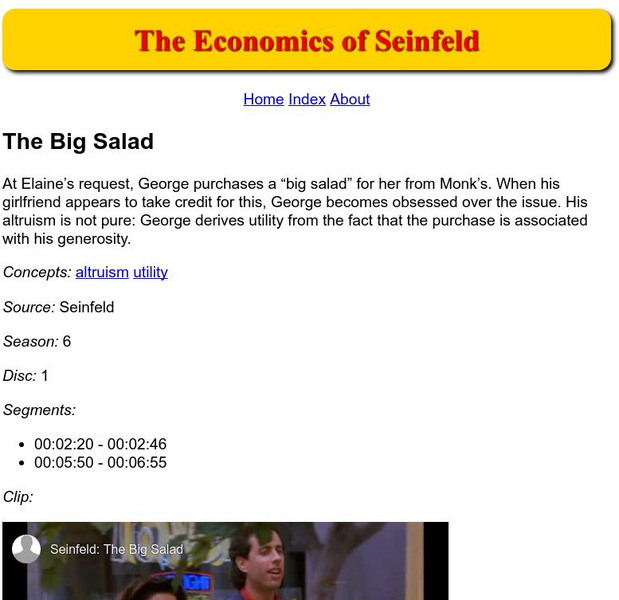 Yada Econ: The Economics of Seinfeld: The Big Salad Instructional Video
