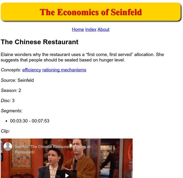 The Economics of Seinfeld: The Chinese Restaurant Instructional Video
