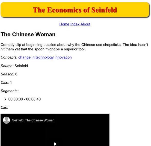 The Economics of Seinfeld: The Chinese Woman Instructional Video The Economics of Seinfeld: The Chinese Woman Instructional Video