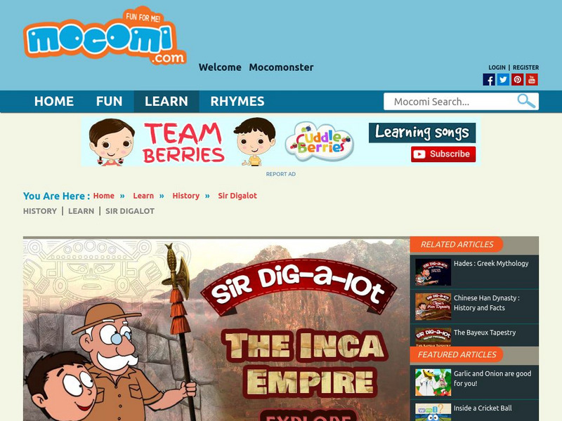 Mocomi: Sir Dig a Lot: The Inca Empire: Facts and History Handout Mocomi: Sir Dig a Lot: The Inca Empire: Facts and History Handout