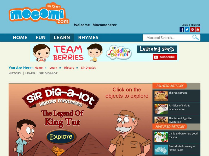Mocomi: Sir Dig a Lot: History of King Tut Handout Mocomi: Sir Dig a Lot: History of King Tut Handout