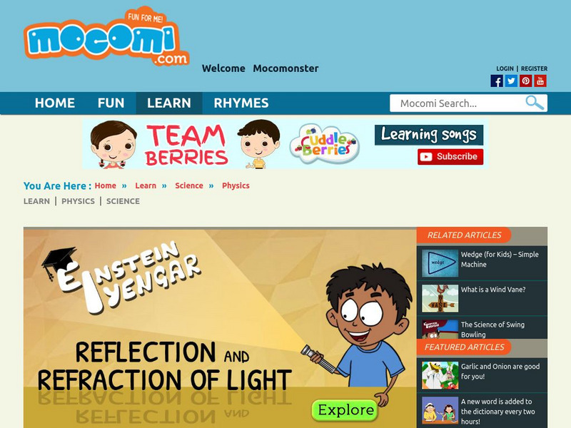 Mocomi: Reflection and Refraction of Light Website Mocomi: Reflection and Refraction of Light Website
