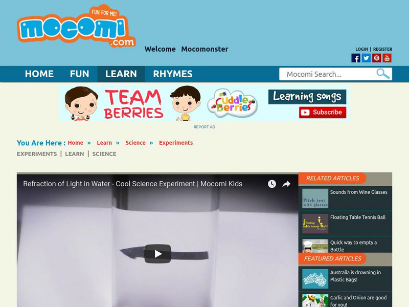 Mocomi: Refraction of Light Activity Mocomi: Refraction of Light Activity