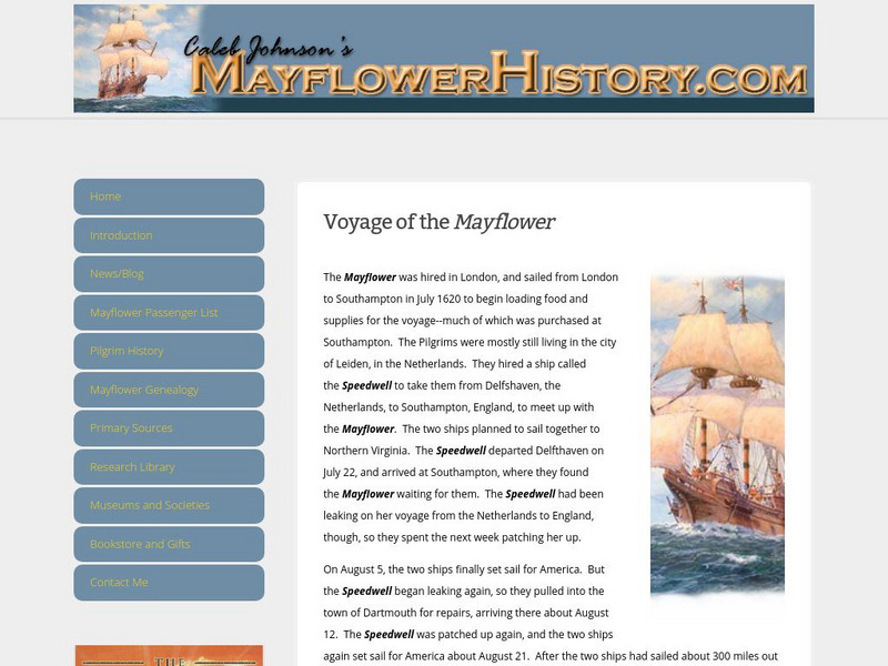 Mayflower history.com: Voyage of the Mayflower Handout Mayflower history.com: Voyage of the Mayflower Handout