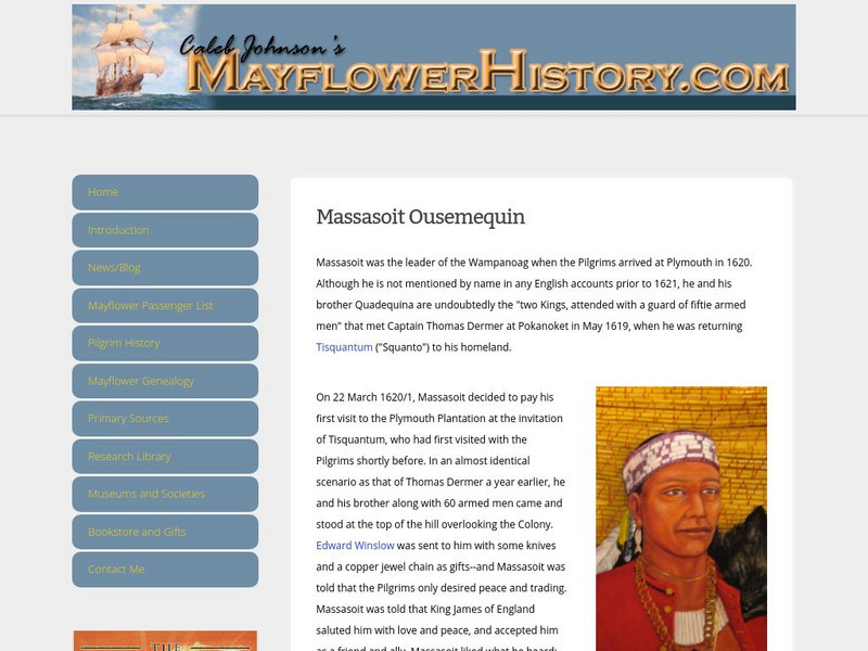 Mayflower history.com: Massasoit Ousemequin Handout Mayflower history.com: Massasoit Ousemequin Handout