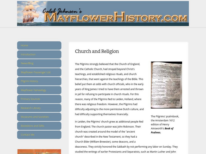 Mayflower history.com: Church and Religion Handout Mayflower history.com: Church and Religion Handout