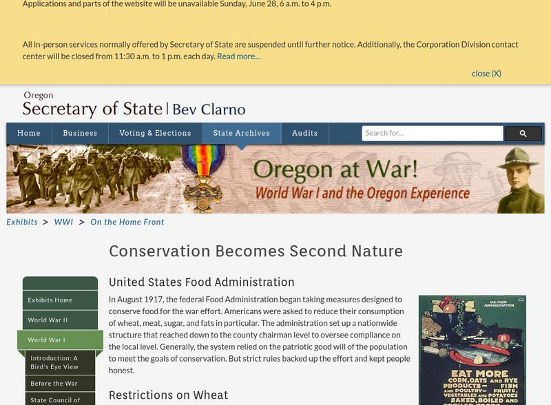 Oregon at War: On the Home Front: Conservation Becomes Second Nature Website Oregon at War: On the Home Front: Conservation Becomes Second Nature Website