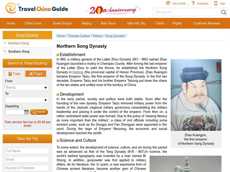 Travel China Guide: Northern Song Dynasty (960 1127) Handout Travel China Guide: Northern Song Dynasty (960 1127) Handout