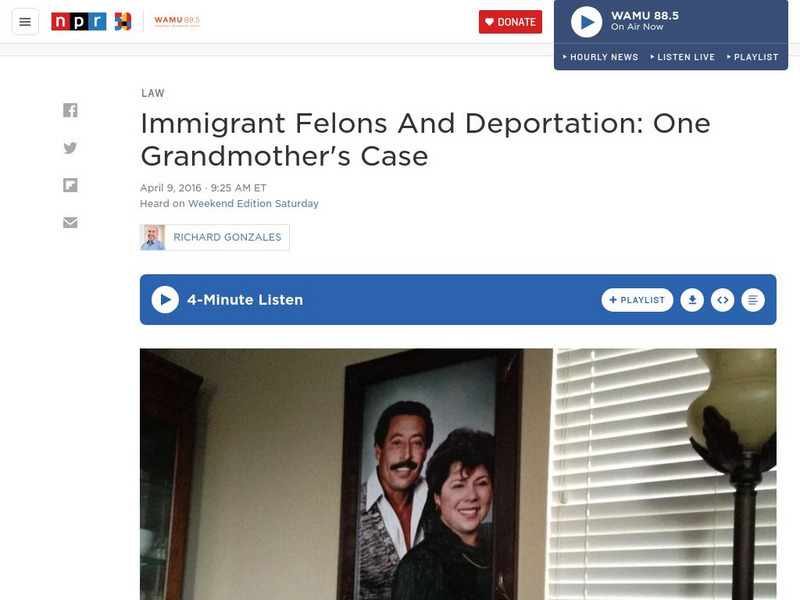 Npr: Immigrant Felons and Deportation Article Npr: Immigrant Felons and Deportation Article