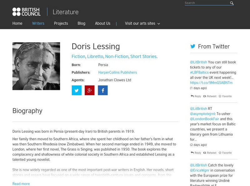 British Council Arts: Doris Lessing Activity British Council Arts: Doris Lessing Activity