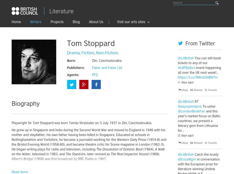 British Council Arts: Tom Stoppard Activity