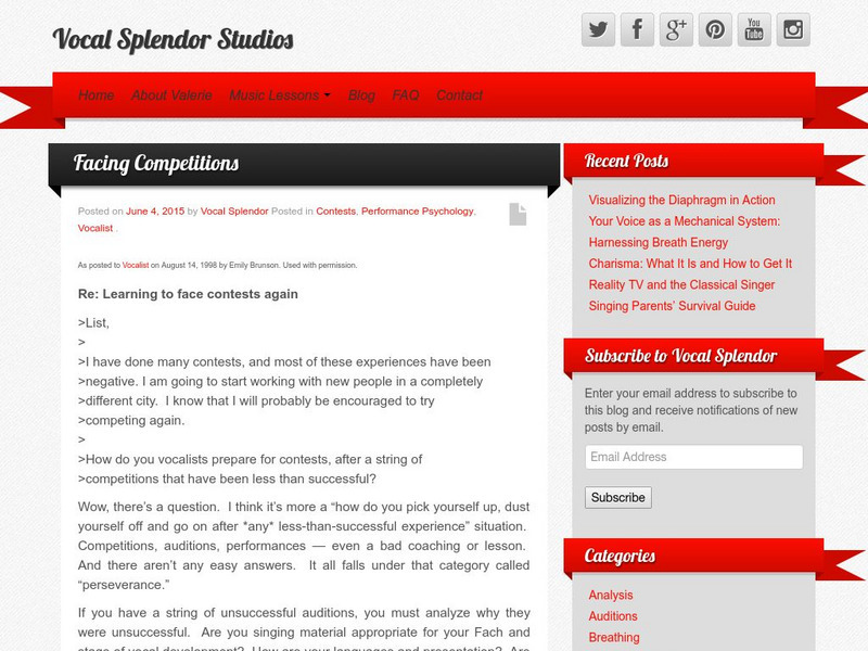 Facing Vocal Competitions Website